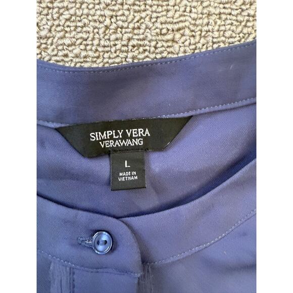 Simply Vera Verawang Women's Large Blue Short Sleeve Pocket Tunic Blouse - Picture 3 of 12